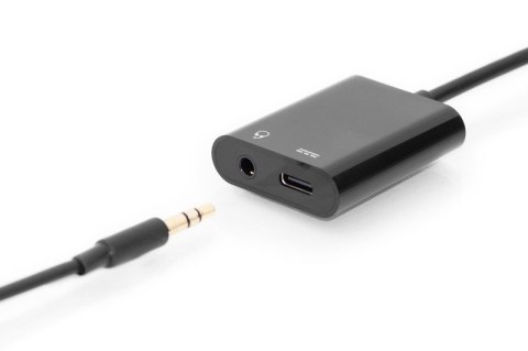 Kabel rozdzielacz USB 3.1 Typ C Gen.2 SuperSpeed+ 10Gbps Mini Jack 3.5mm + Typ USB C 20cm Czarny Kabel rozdzielacz USB 3.1 Typ C Gen.2 SuperSpeed+ 10Gbps Mini Jack 3.5mm + Typ USB C 20cm Czarny