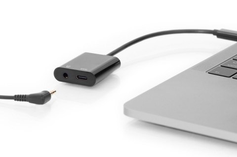 Kabel rozdzielacz USB 3.1 Typ C Gen.2 SuperSpeed+ 10Gbps Mini Jack 3.5mm + Typ USB C 20cm Czarny Kabel rozdzielacz USB 3.1 Typ C Gen.2 SuperSpeed+ 10Gbps Mini Jack 3.5mm + Typ USB C 20cm Czarny