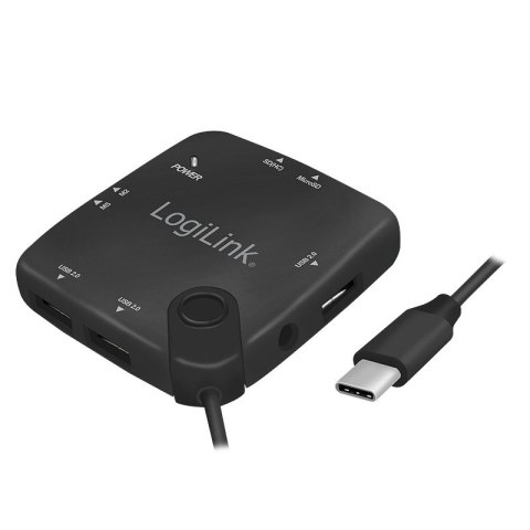 Hub USB 2.0, 3 porty z czytnikiem kart OTG, USB Typ-C Hub USB 2.0, 3 porty z czytnikiem kart OTG, USB Typ-C