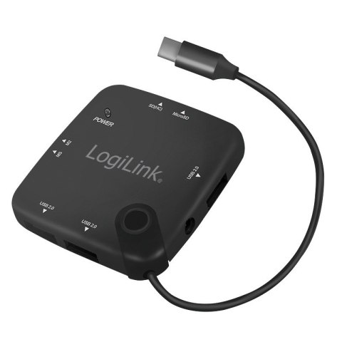Hub USB 2.0, 3 porty z czytnikiem kart OTG, USB Typ-C Hub USB 2.0, 3 porty z czytnikiem kart OTG, USB Typ-C