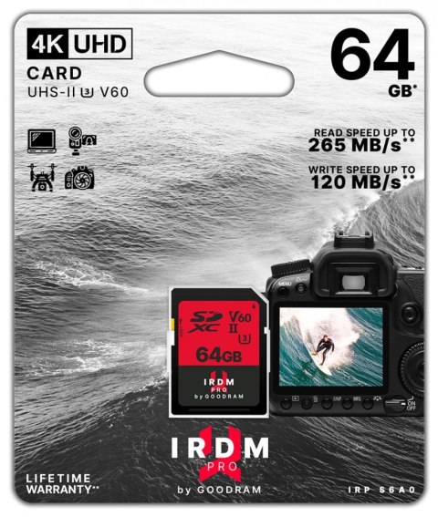 Karta pamięci SDXC Iridium PRO 64GB V60 UHS-II U3 Karta pamięci SDXC Iridium PRO 64GB V60 UHS-II U3