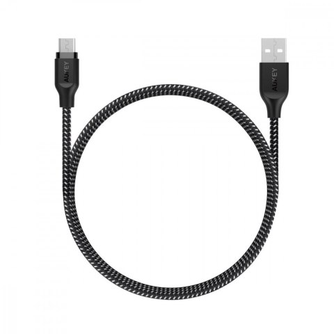 CB-AM1 kabel micro USB - USB-A 1,2m Quick Charge nylonowy oplot czarno-biały