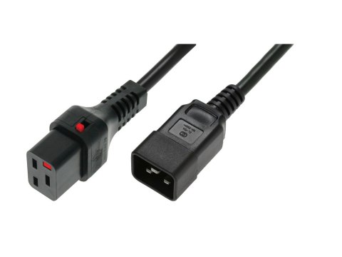 Kabel zasilający serwerowy blokada IEC LOCK 3x1,5mm2 C20 prosty/C19 prosty M/Ż 3m Czarny Kabel zasilający serwerowy blokada IEC LOCK 3x1,5mm2 C20 prosty/C19 prosty M/Ż 3m Czarny