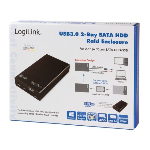 Obudowa 2xHDD/SDD USB 3.0, 2.5 cala, Raid Obudowa 2xHDD/SDD USB 3.0, 2.5 cala, Raid