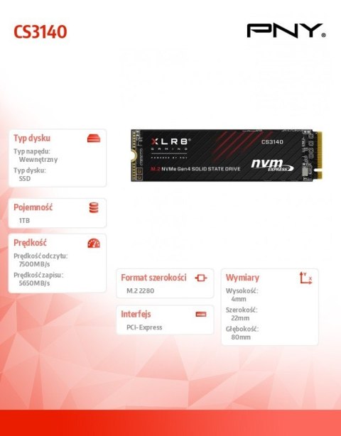 Dysk SSD 1TB M.2 2280 CS3140