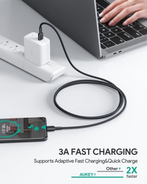 CB-CC1 OEM kabel USB-C - USB-C 1m 60W PD 3A 20V nylonowy oplot czarny CB-CC1 OEM kabel USB-C - USB-C 1m 60W PD 3A 20V nylonowy oplot czarny