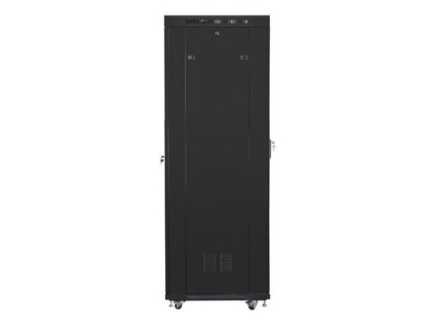 Szafa instalacyjna rack stojąca 19 42U 600x800 czarna, drzwi perforowane lcd (flat pack)