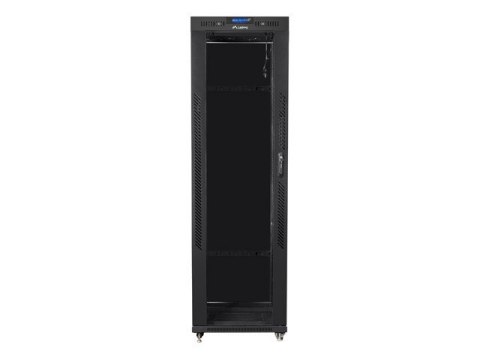 Szafa instalacyjna rack stojąca 19 42U 600x800 czarna, drzwi szklane lcd (Flat pack)