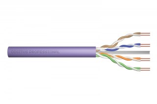 Kabel teleinformatyczny instalacyjny kat.6, U/UTP, Dca, drut, AWG 23/1, LSOH, 50m, fioletowy