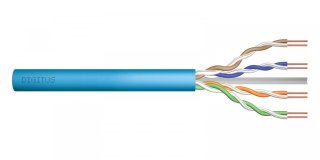 Kabel teleinformatyczny instalacyjny kat.6A, U/UTP, B2ca, drut, AWG 23/1, LSOH, 500m, szpula Niebieski