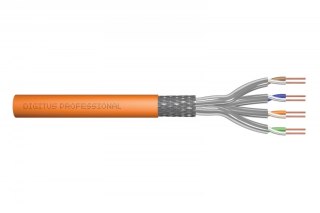 Kabel teleinformatyczny instalacyjny kat.7, S/FTP, B2ca, drut, AWG 23/1, LSOH, 500m, pomarańczowy, szpula Pomarańczowy