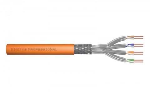 Kabel teleinformatyczny instalacyjny kat.7, S/FTP, B2ca, drut, AWG 23/1, LSOH, 500m, pomarańczowy, szpula Pomarańczowy