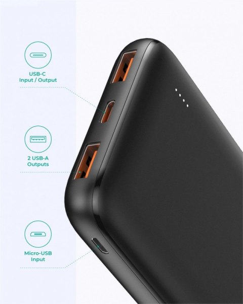 PB-N73S Power Bank 10000 mAh 4xUSB Quick Charge 3.0 Power Delivery 3.0 20W LED kabel USB-C