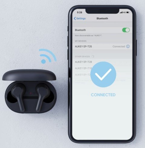 EP-T25 True Wireless Słuchawki Bluetooth 5.0 | wodoodporne IPX5 | dotykowe | 20h | A2DP | AVRCP | HFP | AAC