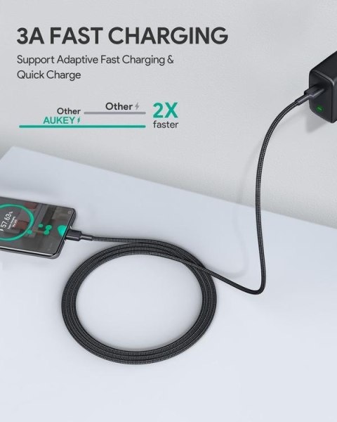CB-CC2 OEM kabel USB-C - USB-C 2m 60W PD 3A 20V nylonowy oplot czarny CB-CC2 OEM kabel USB-C - USB-C 2m 60W PD 3A 20V nylonowy oplot czarny