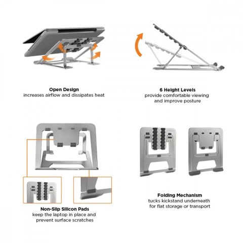 Podstawka pod laptop aluminiowa Ergo Office ER-416G Szara