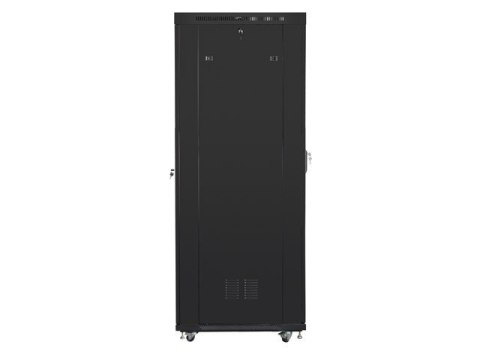 Szafa instalacyjna rack stojąca 19 cali 37U 800x1000 czarna drzwi perforowane LCD ( Flat pack)