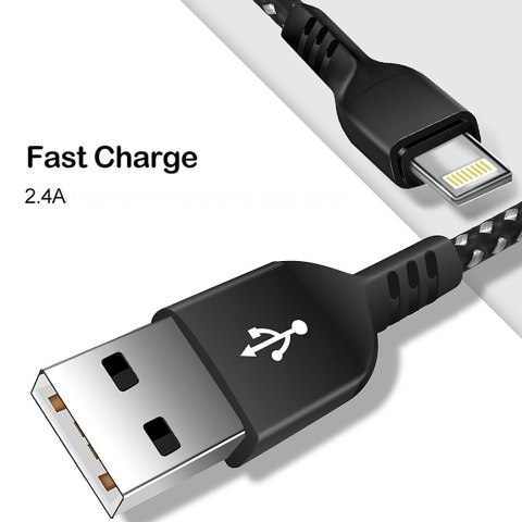 Kabel lightning fast charge 2.4A MCE481 Czarny Kabel lightning fast charge 2.4A MCE481 Czarny