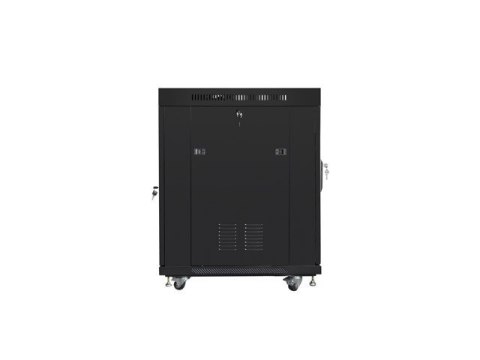 Szafa instalacyjna RACK stojąca 19 15U 800X1000 czarna drzwi szklane LCD (FLAT PACK)