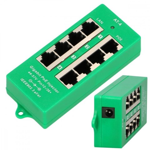 PoE Injector 4 Portowy Gigabit PoE Injector 4 Portowy Gigabit