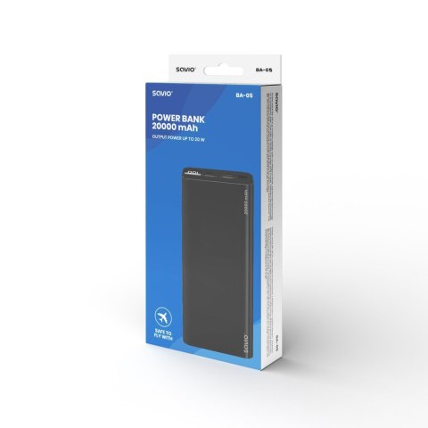 Power bank 20000 mAh, czarny, BA-05