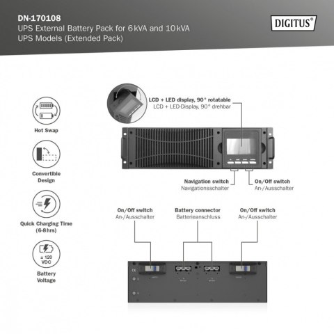 Moduł rozszerzający (Battery Pack), (20x12V 9Ah) do UPS 6kVA DN-170106 i 10kVA DN-170107 Moduł rozszerzający (Battery Pack), (20x12V 9Ah) do UPS 6kVA DN-170106 i 10kVA DN-170107