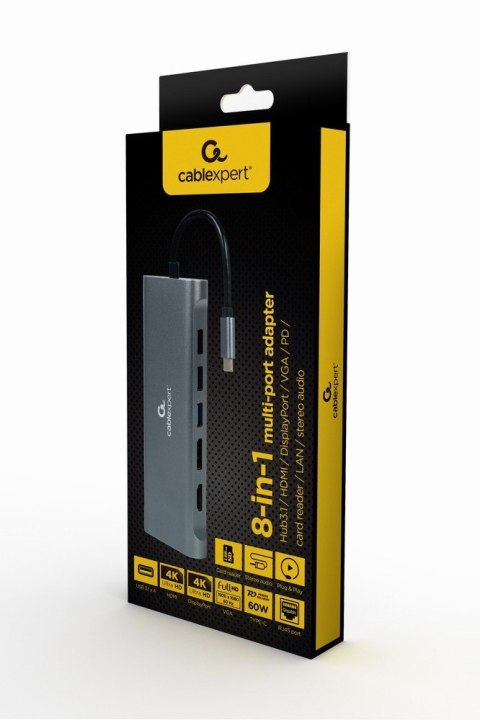 Hub USB-C HDMI DP VGA 4xUSB 3.1 USB-C PD audio card reader GbE Hub USB-C HDMI DP VGA 4xUSB 3.1 USB-C PD audio card reader GbE