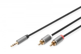 Kabel adapter audio MiniJack/Cinch Stereo Typ 3.5mm/2xRCA M/M nylon 1m