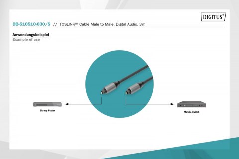 Kabel audio optyczny Toslink 2.2mm/Toslink 2.2mm M/M aluminium, 3m