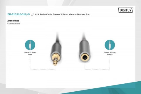 Kabel przedłużający audio MiniJack Stereo Typ 3.5mm/3.5mm M/Ż nylon 1m Kabel przedłużający audio MiniJack Stereo Typ 3.5mm/3.5mm M/Ż nylon 1m