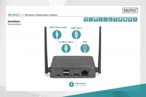 Przedłużacz/Extender HDMI system pracy zespołowej, bezprzewodowy 50m 4K 60Hz 5GHz (zestaw) Przedłużacz/Extender HDMI system pracy zespołowej, bezprzewodowy 50m 4K 60Hz 5GHz (zestaw)