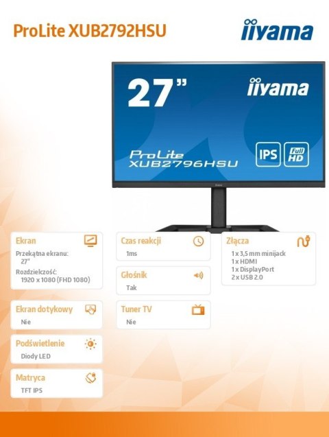 Monitor 27 cali XUB2796HSU-B5 IPS,1ms,HDMI,DP,FreeSync,HAS(150mm) Monitor 27 cali XUB2796HSU-B5 IPS,1ms,HDMI,DP,FreeSync,HAS(150mm)