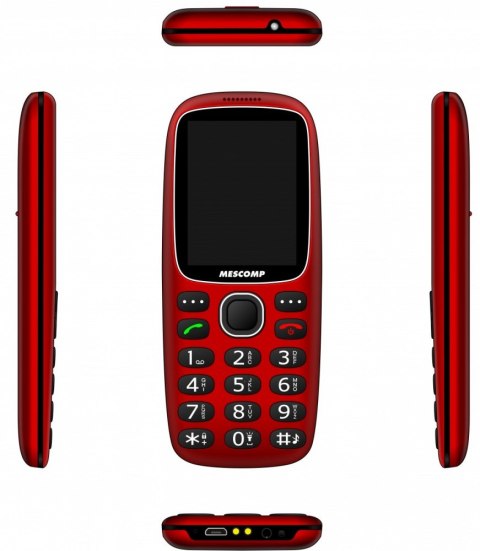 Telefon komórkowy dla seniorów Mescomp MT-180 Hektor Czerwony