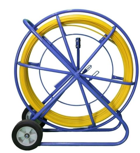 Pilot z włókna szklanego FRP do przeciagania kabli, 11mm, 200m, z kółkami, żółty Pilot z włókna szklanego FRP do przeciagania kabli, 11mm, 200m, z kółkami, żółty