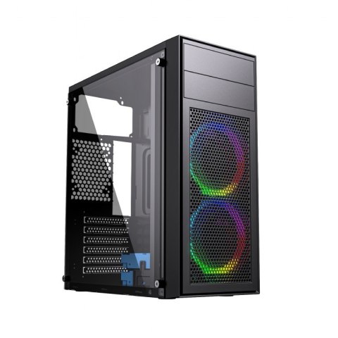 Obudowa Midi Tower Fornax M100RGB ATX wentylatory RGB Czarna Obudowa Midi Tower Fornax M100RGB ATX wentylatory RGB Czarna