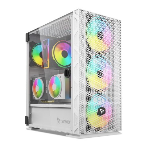 Obudowa komputerowa ARGB Mesh/Glass, Raptor X1 Biała Obudowa komputerowa ARGB Mesh/Glass, Raptor X1 Biała