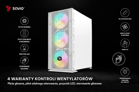 Obudowa komputerowa ARGB Mesh/Glass, Raptor X1 Biała Obudowa komputerowa ARGB Mesh/Glass, Raptor X1 Biała