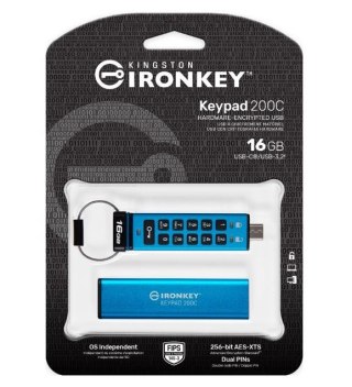Pendrive 16GB IronKey Keypad 200C USB-C FIPS140-3 Lvl3 AES-256