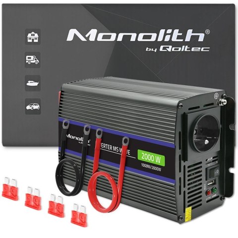 Przetwornica napięcia Monolith 2000 MS Wave | 12V na 230V | 1000/2000W | USB Przetwornica napięcia Monolith 2000 MS Wave | 12V na 230V | 1000/2000W | USB