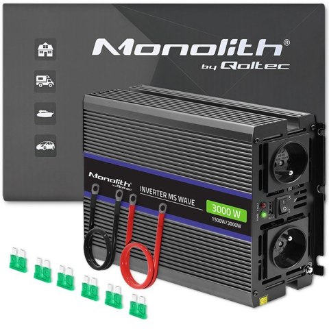 Przetwornica napięcia Monolith 3000 MS Wave | 12V na 230V | 1500/3000W | USB Przetwornica napięcia Monolith 3000 MS Wave | 12V na 230V | 1500/3000W | USB