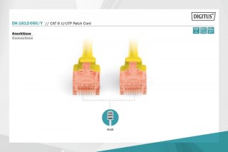 Patch cord U/UTP kat.6 PVC 5m Żółty