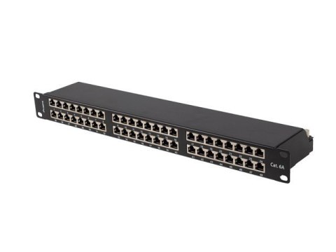Patch panel 48 portów 1U 19 cali kat.6a ftp ekranowany czarny Patch panel 48 portów 1U 19 cali kat.6a ftp ekranowany czarny