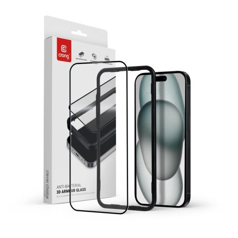 Szkło hartowane Anti-Bacterial 3D Armour Glass 9H na cały ekran iPhone iPhone 16 Plus / iPhone 15 Plus z ramką instalacyjną Szkło hartowane Anti-Bacterial 3D Armour Glass 9H na cały ekran iPhone iPhone 16 Plus / iPhone 15 Plus z ramką instalacyjną