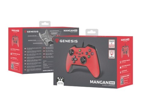 Gamepad Genesis Mangan 300 przewodowy do PC/Switch/Mobile Czerwony Gamepad Genesis Mangan 300 przewodowy do PC/Switch/Mobile Czerwony