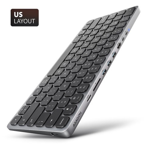 HMC-KB-US Klawiatura USB-C 5Gbps z wieloportowy hub 9in1, SD/microSD, 3x USB-A, HDMI 4K/60Hz, PD 100W, Audio, US layout, 60cm US HMC-KB-US Klawiatura USB-C 5Gbps z wieloportowy hub 9in1, SD/microSD, 3x USB-A, HDMI 4K/60Hz, PD 100W, Audio, US layout, 60cm US