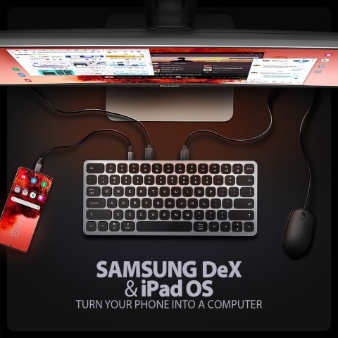 HMC-KB-US Klawiatura USB-C 5Gbps z wieloportowy hub 9in1, SD/microSD, 3x USB-A, HDMI 4K/60Hz, PD 100W, Audio, US layout, 60cm US HMC-KB-US Klawiatura USB-C 5Gbps z wieloportowy hub 9in1, SD/microSD, 3x USB-A, HDMI 4K/60Hz, PD 100W, Audio, US layout, 60cm US