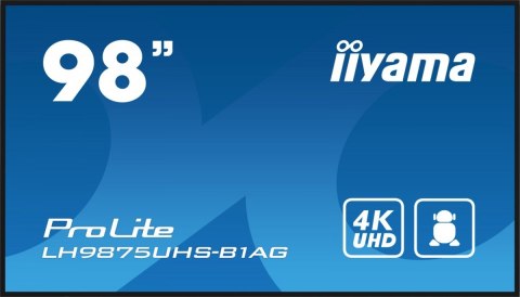Monitor wielkoformatowy 97.5 cala ProLite LH9875UHS-B1AG 24/7,IPS,ANDROID.11,4K,OPS-PC-SLOT, 2x16W,DAISY.CHAIN,WiFi,500cd/m2 Monitor wielkoformatowy 97.5 cala ProLite LH9875UHS-B1AG 24/7,IPS,ANDROID.11,4K,OPS-PC-SLOT, 2x16W,DAISY.CHAIN,WiFi,500cd/m2