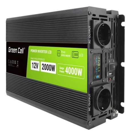 Przetwornica LCD 12V 2000W/4000W Czysty sinus z wywietlaczem Przetwornica LCD 12V 2000W/4000W Czysty sinus z wywietlaczem