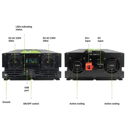 Przetwornica LCD 12V 2000W/4000W Czysty sinus z wywietlaczem Przetwornica LCD 12V 2000W/4000W Czysty sinus z wywietlaczem