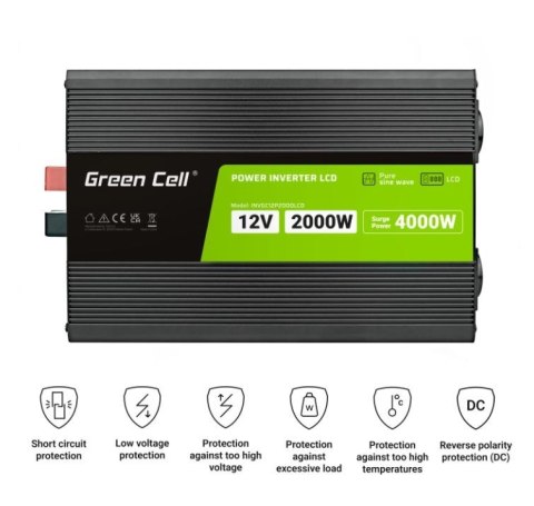 Przetwornica LCD 12V 2000W/4000W Czysty sinus z wywietlaczem Przetwornica LCD 12V 2000W/4000W Czysty sinus z wywietlaczem